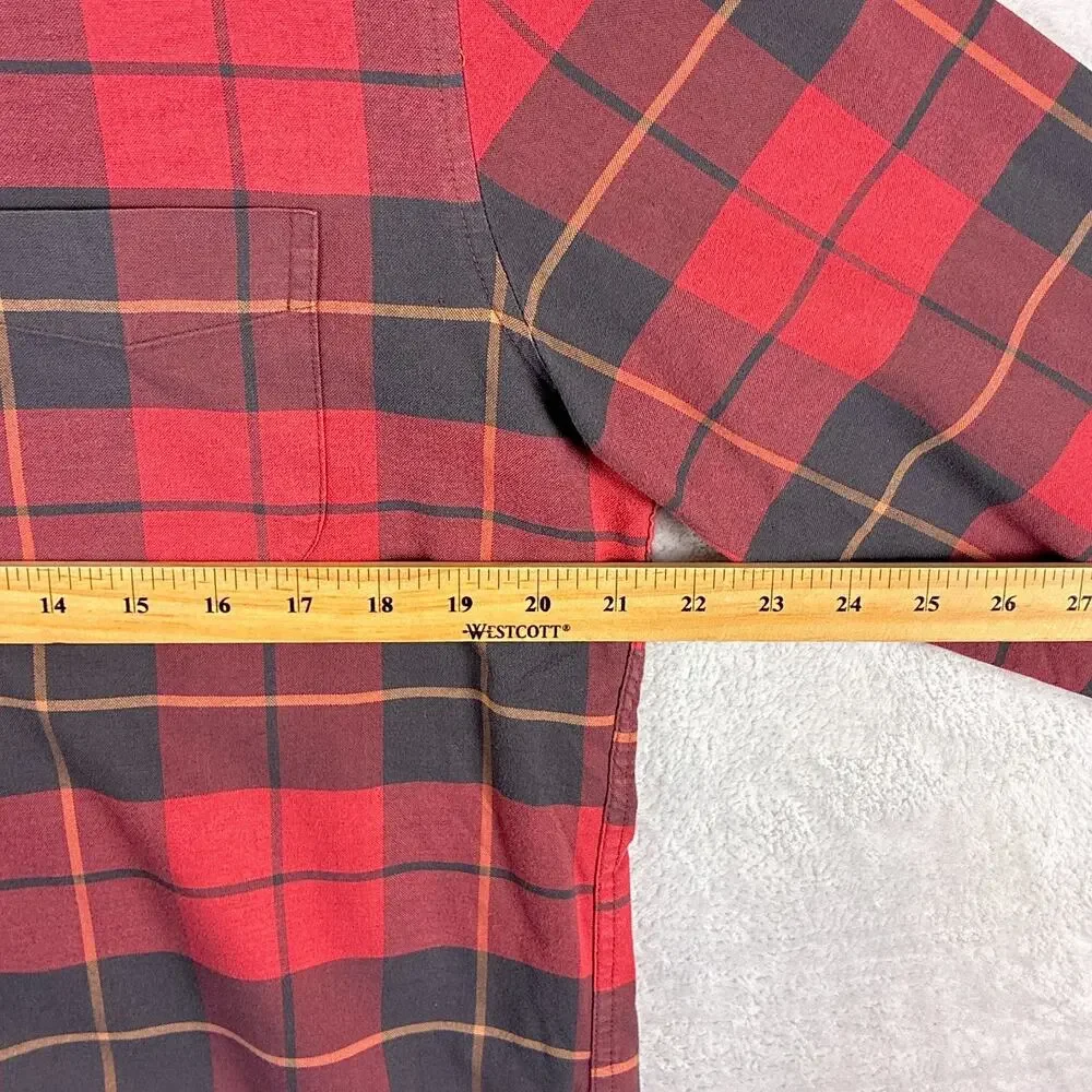 J.Crew Shirt Men M Red Black Plaid Broken In Oxford Preppy Classic Heritage OCBD